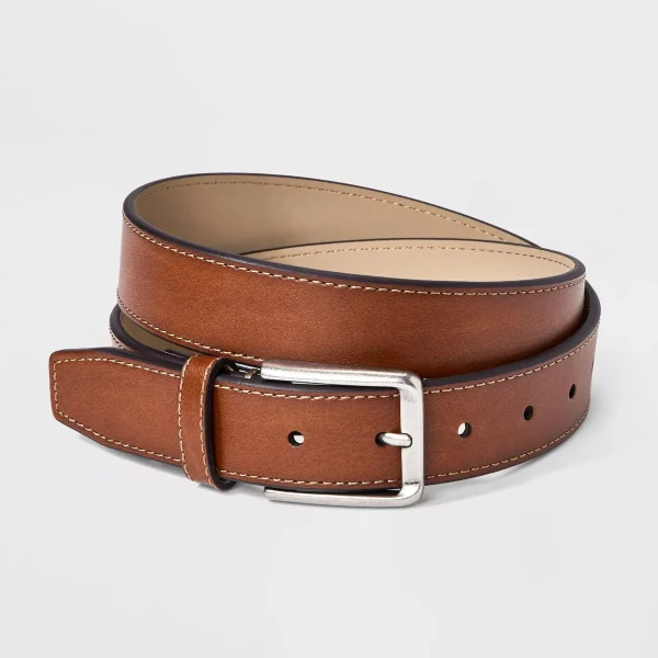 Men's Tonal Stitched Edge Dress Belt